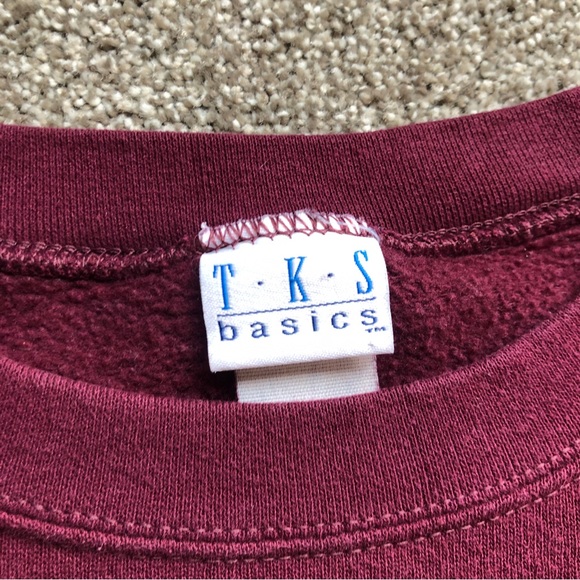 VINTAGE COLLEGE SPELLOUT CREWNECK MAROON TKS BASICS WOMENS SIZE MEDIUM - Picture 4 of 9